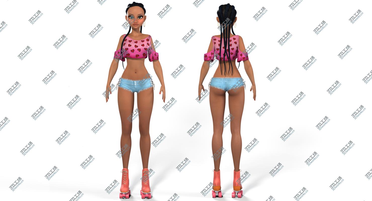 images/goods_img/202105072/3D Naomi African Girl Roller Skater Character model/3.jpg